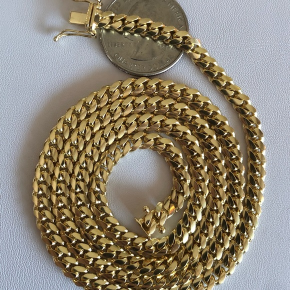 14k gold ep cuban mens necklace 12mm wide 84 grams